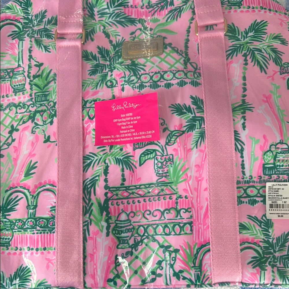 Lilly Pulitzer Pink and Green Tote Bag/Gym bag